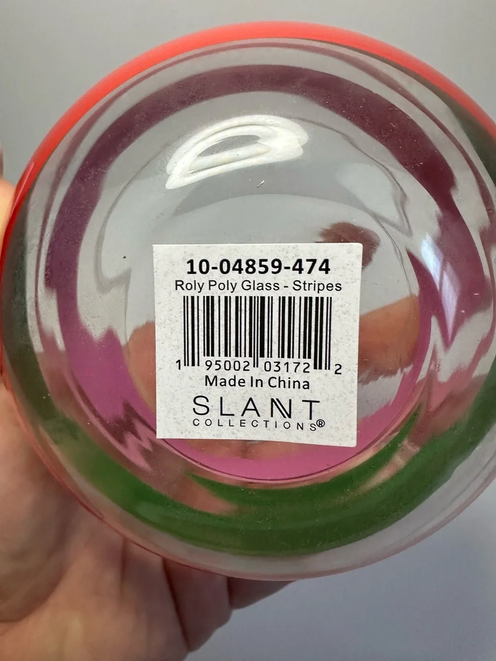 Slant Collections New Roly Poly 13 Oz. Striped Glass